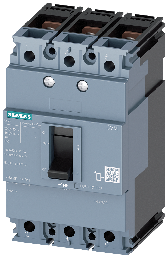 Siemens Interruptor automático 3VM1 IEC Frame 100 Clase de